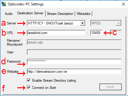 how to connect opticodec pc-se to listen2myradio